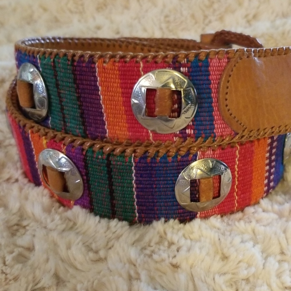 Brown leather rainbow belt - Picture 7 of 7